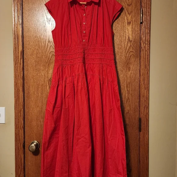 New Lucky Brand Capped Sleeve Midi Dress (L) - Breezy Cotton Comfort! - Picture 2 of 4